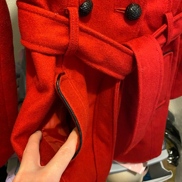 Guess red belted winter trench coat pea coat size Small - Picture 8 of 11